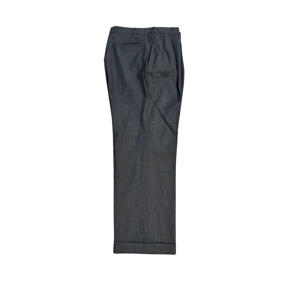 Berle Mens‎ Charcoal Grey Super 100s Worsted Wool Pleated Cuffed Dress Pants 36R